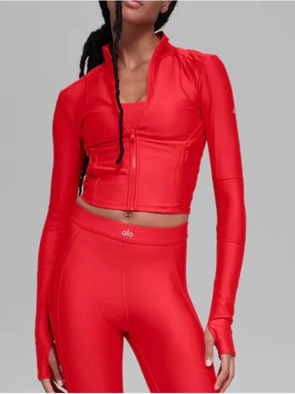 Alo Bright Red Airlift Ignite Zip Up Jacket S